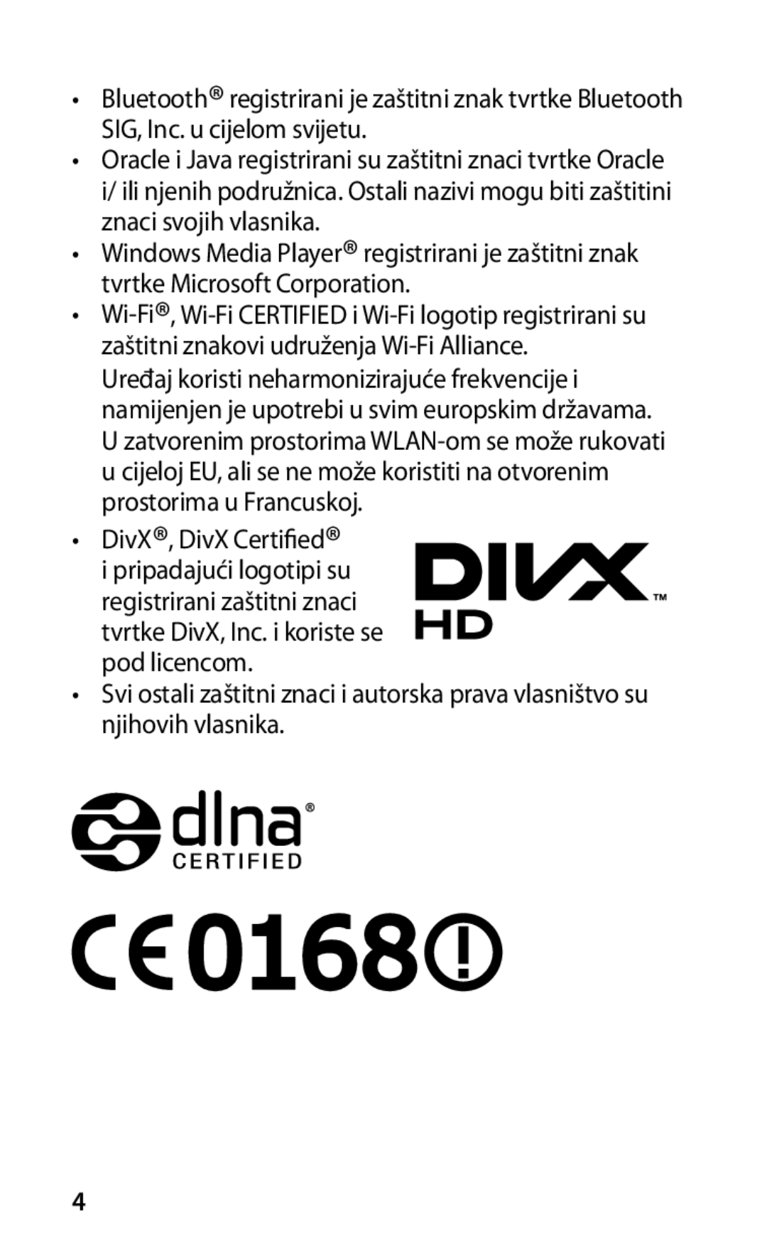 Samsung GT-I9000HKYSMO, GT-I9000HKDVIP, GT-I9000HKDXEU, GT-I9000HKYVIP manual DivX, DivX Certified i pripadajući logotipi su 