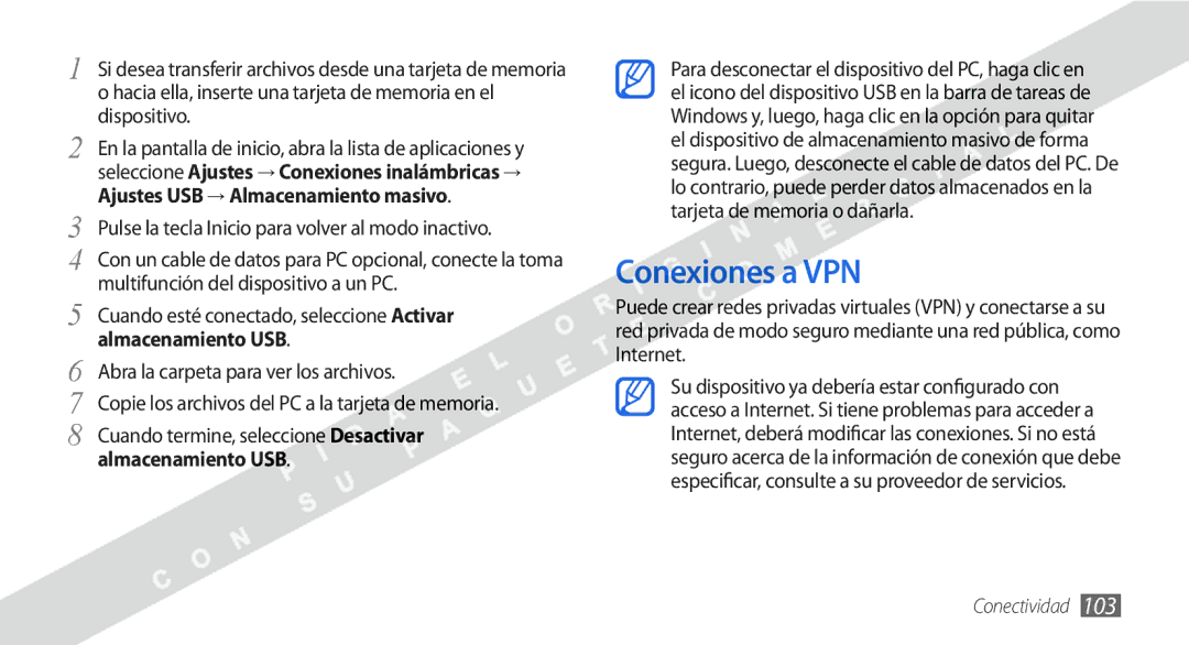 Samsung GT-I9000HKAXSO, GT-I9000HKDVIP, GT-I9000HKYFOP manual Conexiones a VPN, Abra la carpeta para ver los archivos 