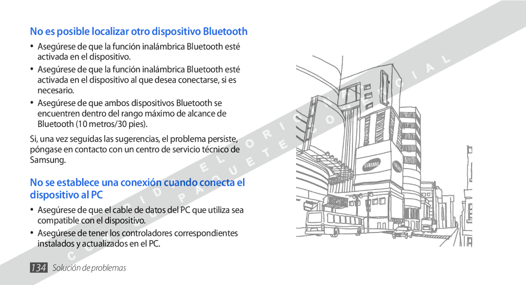 Samsung GT-I9000HKAXEC, GT-I9000HKDVIP, GT-I9000HKYFOP, GT-I9000HKAATL No es posible localizar otro dispositivo Bluetooth 