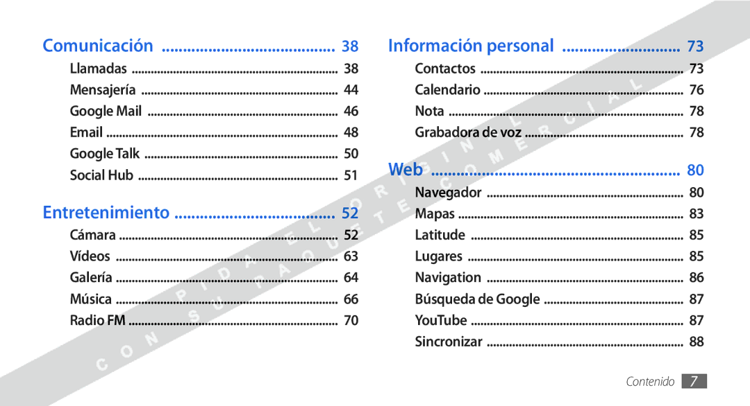 Samsung GT-I9000HKDYOG, GT-I9000HKDVIP, GT-I9000HKYFOP, GT-I9000HKAATL, GT-I9000HKAXSO, GT-I9000HKXATL manual Entretenimiento 