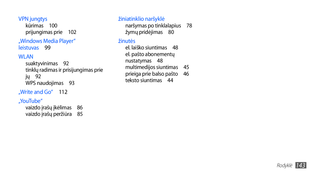 Samsung GT-I9000HKASEB, GT-I9000HKXSEB manual VPN jungtys, Tinklų radimas ir prisijungimas prie jų  