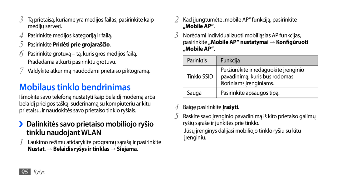 Samsung GT-I9000HKXSEB, GT-I9000HKASEB Mobilaus tinklo bendrinimas, Pavadinimą, kuris bus rodomas, Išoriniams įrenginiams 