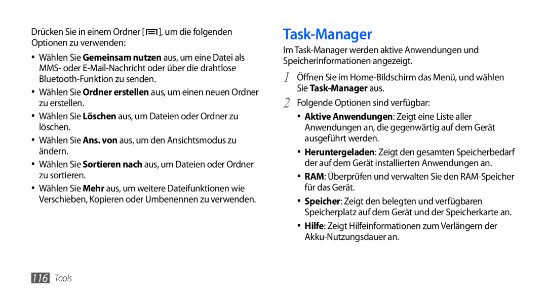 Samsung GT-I9000HKYDRE, GT-I9000HKDEPL, GT-I9000HKDDTM, GT-I9000RWYEUR, GT-I9000RWYVIA, GT-I9000HKYEUR manual Task-Manager 