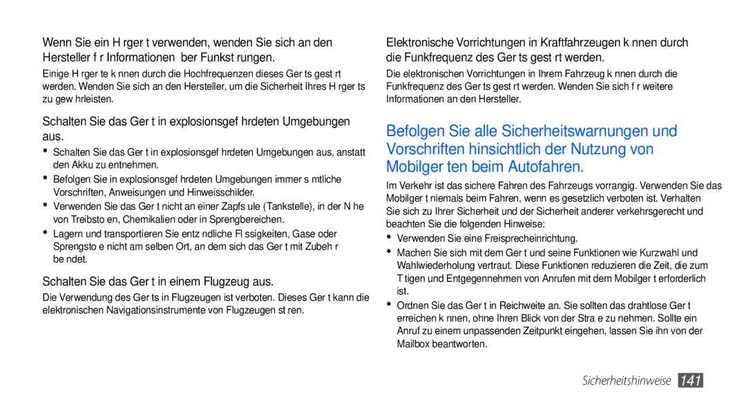 Samsung GT-I9000HKYEPL, GT-I9000HKYDRE, GT-I9000HKDEPL, GT-I9000HKDDTM manual Schalten Sie das Gerät in einem Flugzeug aus 