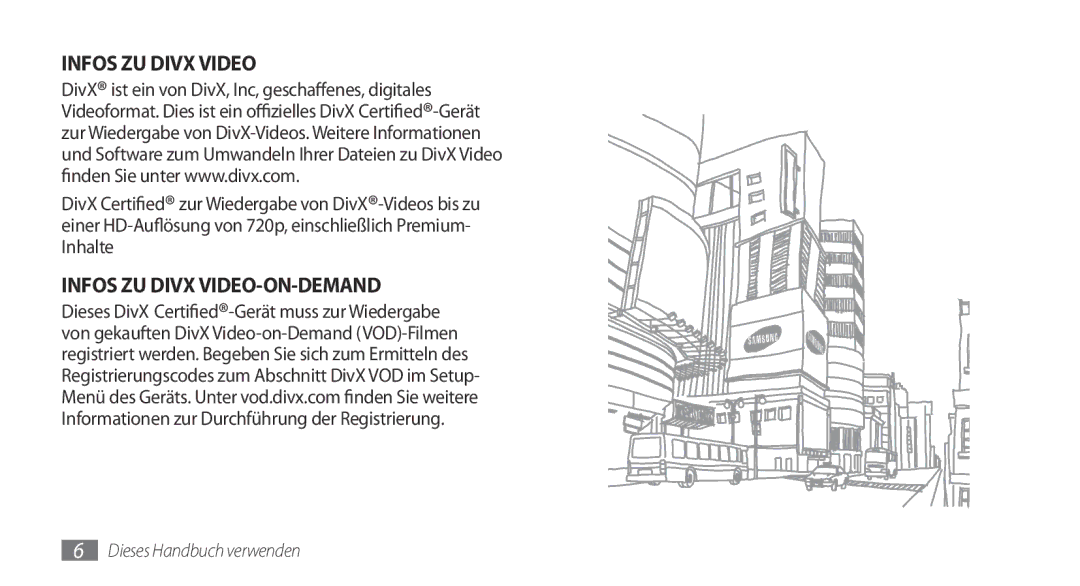 Samsung GT-I9000HKDDBT, GT-I9000HKYDRE, GT-I9000HKDEPL, GT-I9000HKDDTM, GT-I9000RWYEUR manual Infos ZU Divx VIDEO-ON-DEMAND 