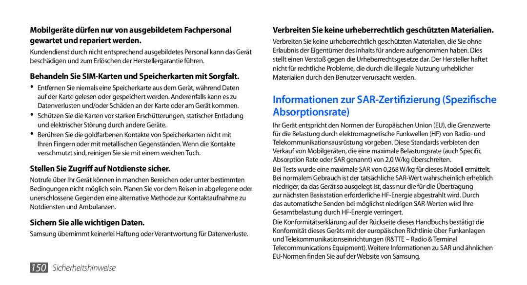 Samsung GT-I9000HKYEUR, GT-I9000HKYDRE, GT-I9000HKDEPL, GT-I9000HKDDTM manual Stellen Sie Zugriff auf Notdienste sicher 
