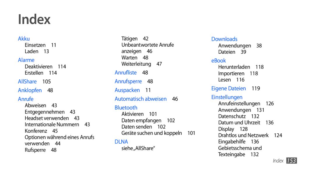 Samsung GT-I9000HKAVD2, GT-I9000HKYDRE, GT-I9000HKDEPL, GT-I9000HKDDTM, GT-I9000RWYEUR, GT-I9000RWYVIA, GT-I9000HKYEUR Index 