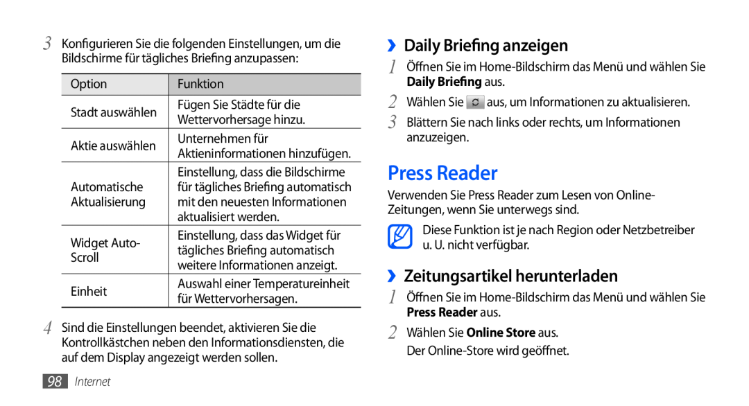Samsung GT-I9000HKYITV, GT-I9000HKYDRE ››Daily Briefing anzeigen, ››Zeitungsartikel herunterladen, Press Reader aus 