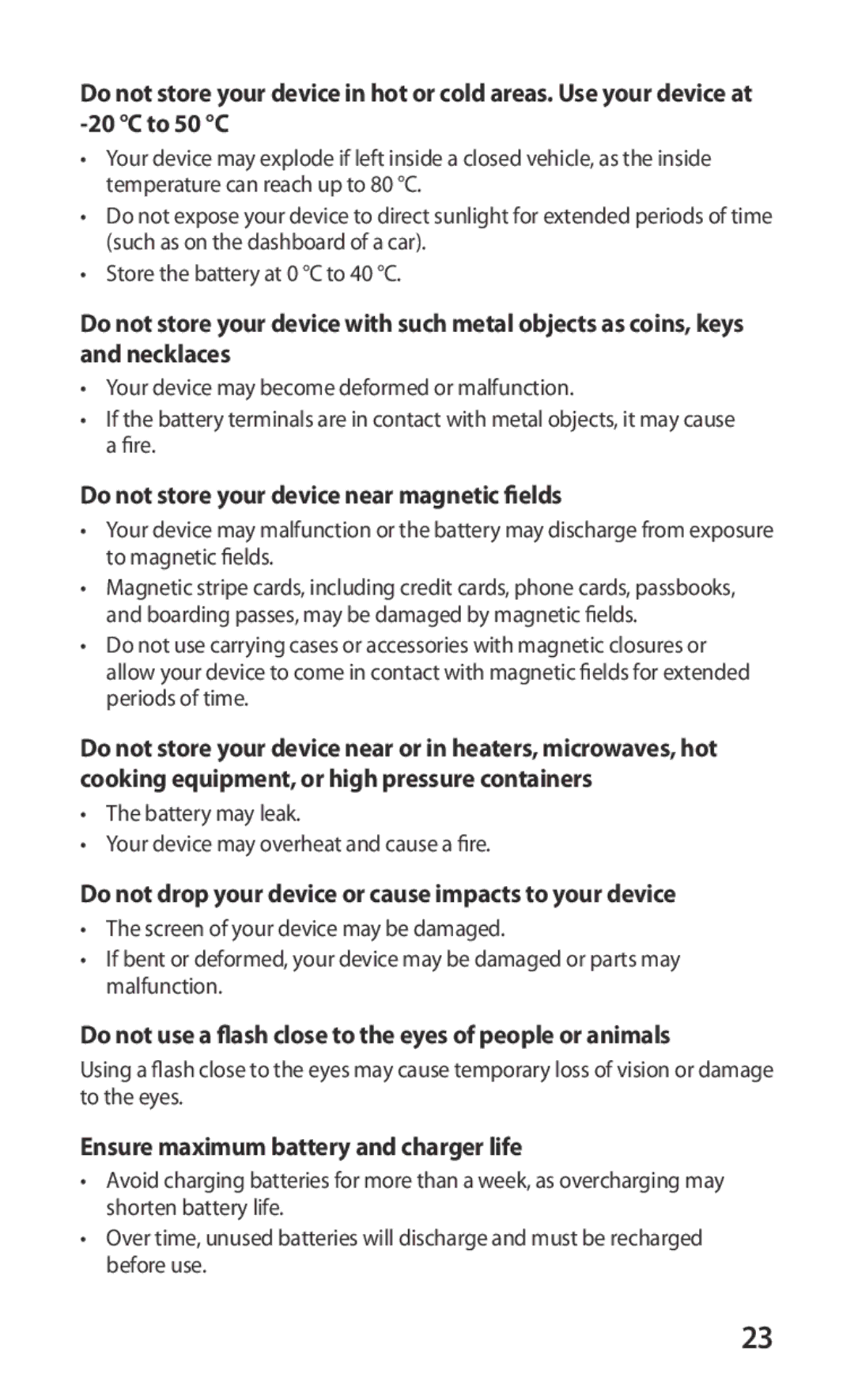 Samsung GT-I9000HKYNRJ manual Do not store your device near magnetic fields, Ensure maximum battery and charger life 