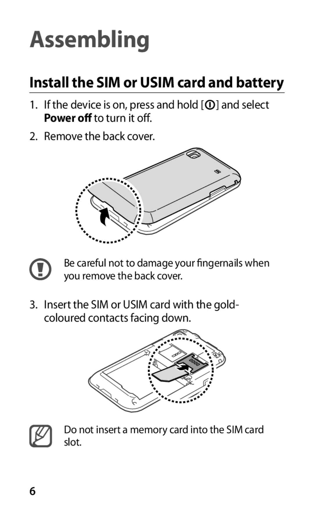 Samsung GT-I9000HKDEUR, GT-I9000HKYDRE, GT-I9000RWYEUR, GT-I9000RWYVIA, GT-I9000HKYEUR, GT-I9000HKDATO manual Assembling 