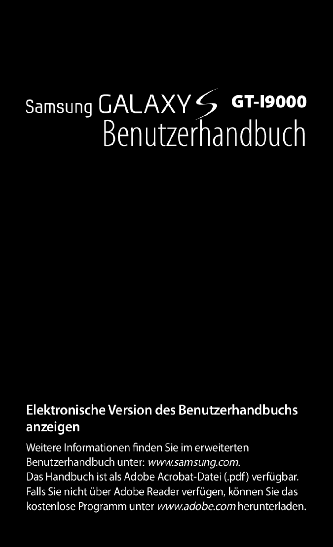 Samsung GT-I9000RWYEUR, GT-I9000HKYDRE, GT-I9000RWYVIA, GT-I9000HKYEUR, GT-I9000HKDATO, GT-I9000HKAVD2 manual Benutzerhandbuch 