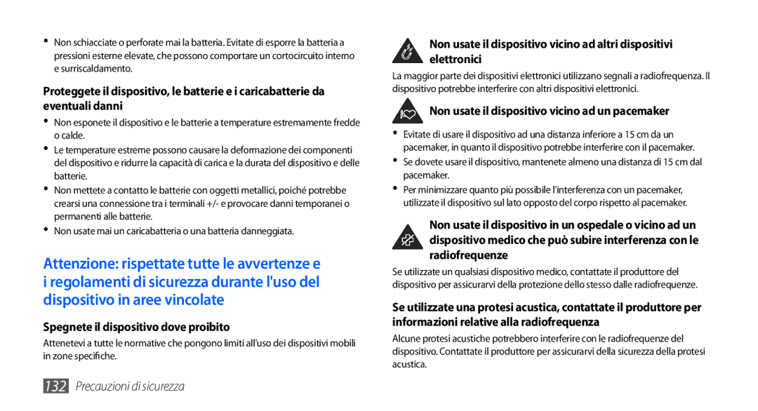 Samsung GT-I9000RWYOMN, GT-I9000HKYITV, GT-I9000HKYXEF, GT-I9000HKDVIP, GT-I9000HKDITV Spegnete il dispositivo dove proibito 