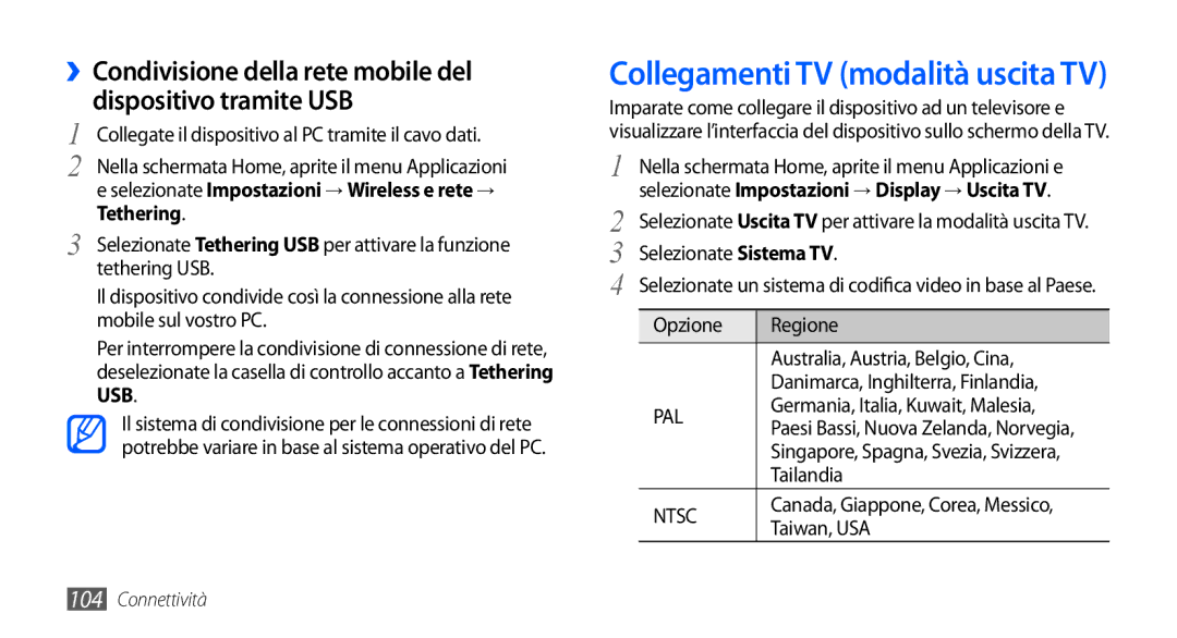 Samsung GT-I9000HKYITV, GT-I9000HKYXEF, GT-I9000RWYOMN, GT-I9000HKDVIP, GT-I9000HKDITV, GT-I9000HKATIM manual Tethering 