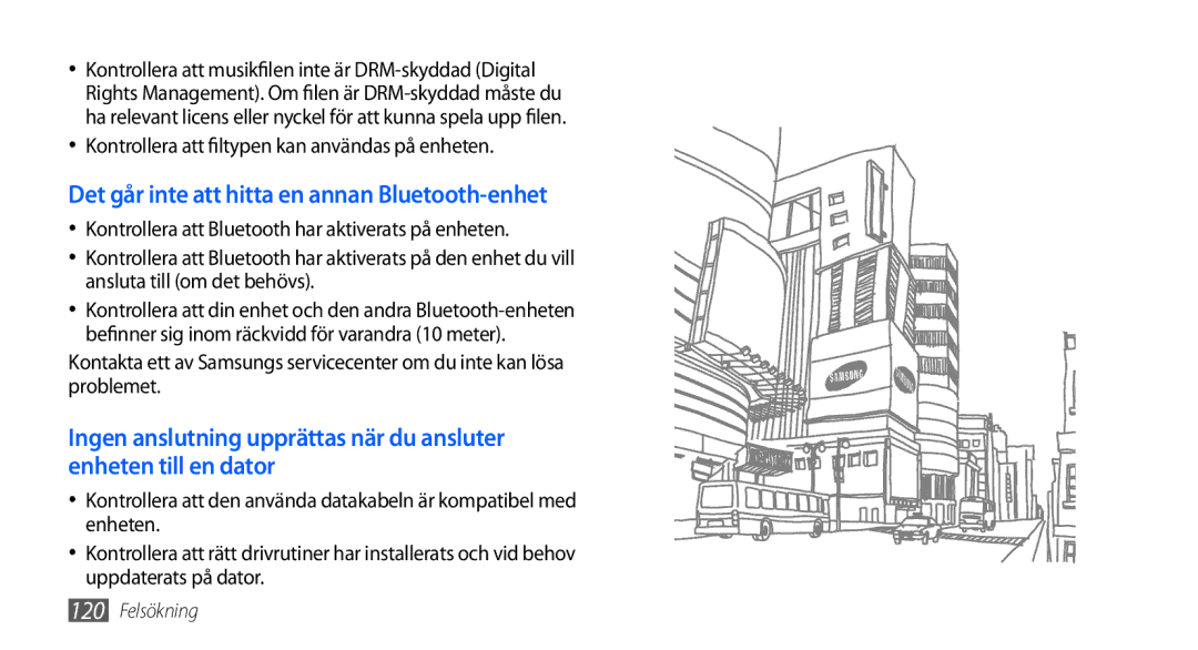 Samsung GT-I9000HKDNEE Det går inte att hitta en annan Bluetooth-enhet, Kontrollera att filtypen kan användas på enheten 