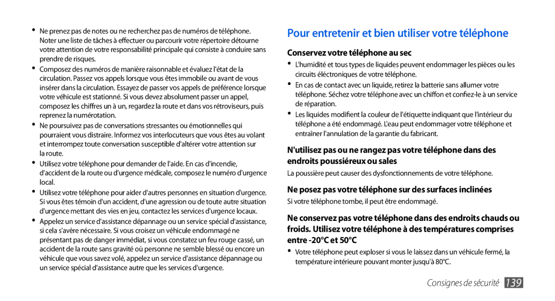 Samsung GT-I9000HKYLPM, GT-I9000HKYXEF, GT-I9000HKYNRJ, GT-I9000HKDFTM manual Pour entretenir et bien utiliser votre téléphone 