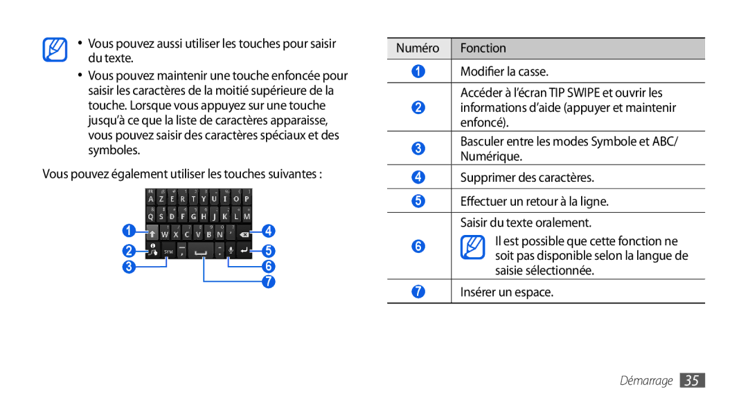 Samsung GT-I9000HKDSFR, GT-I9000HKYXEF manual Vous pouvez aussi utiliser les touches pour saisir du texte, Insérer un espace 