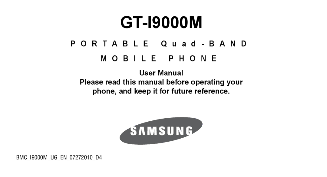 Samsung GT-I9000M user manual 