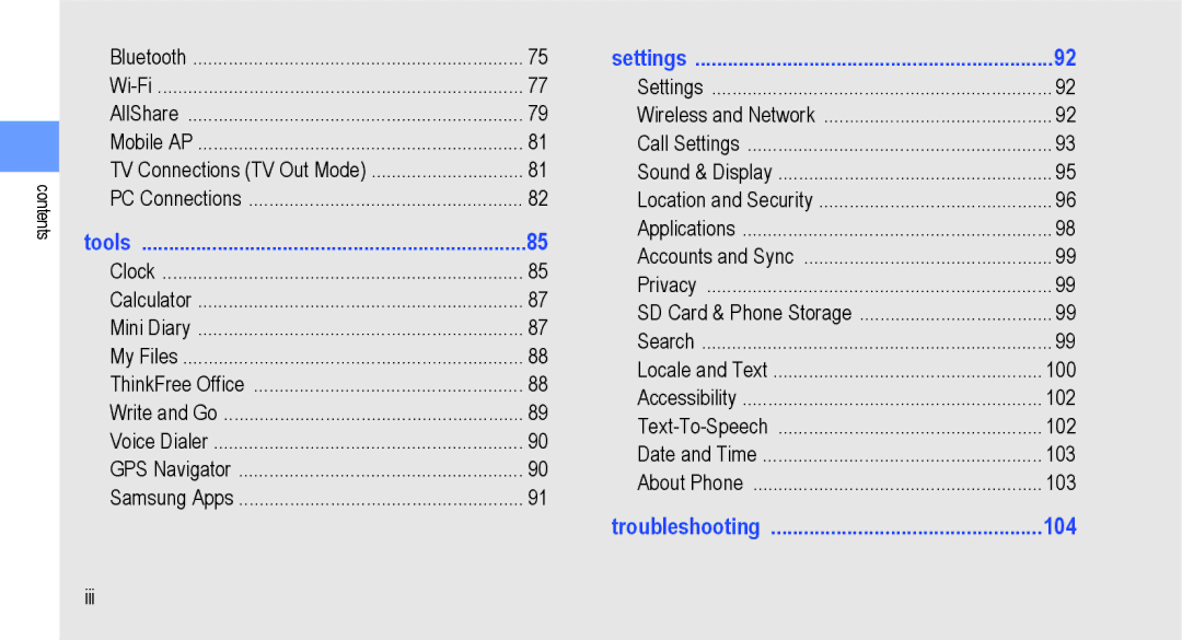 Samsung GT-I9000M user manual 104 