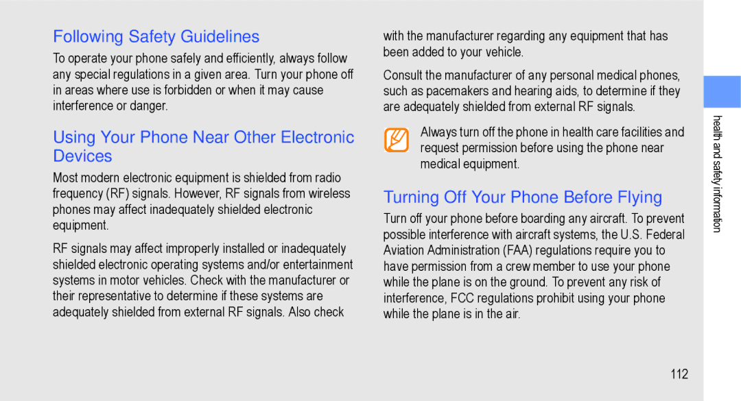 Samsung GT-I9000M user manual Following Safety Guidelines 