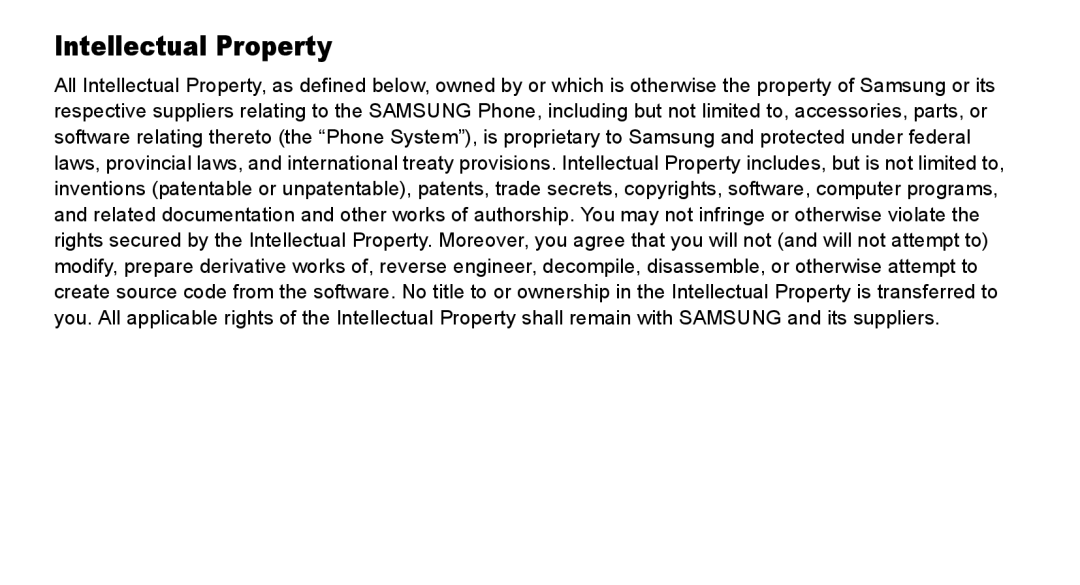 Samsung GT-I9000M user manual Intellectual Property 