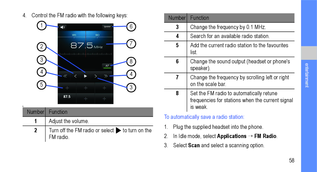 Samsung GT-I9000M user manual To automatically save a radio station 