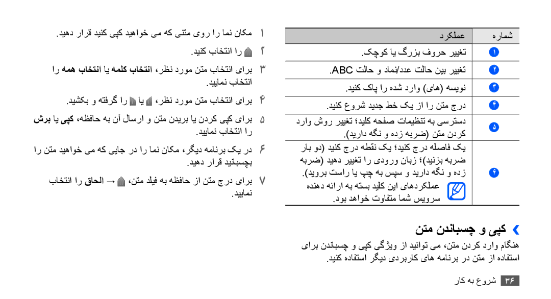 Samsung GT-I9001RWAJED manual نتم ندنابسچ و یپک››, دیهد رارق دینک یپک دیهاوخ یم هک ینتم یور ار امن ناکم1, دییامن باختنا 