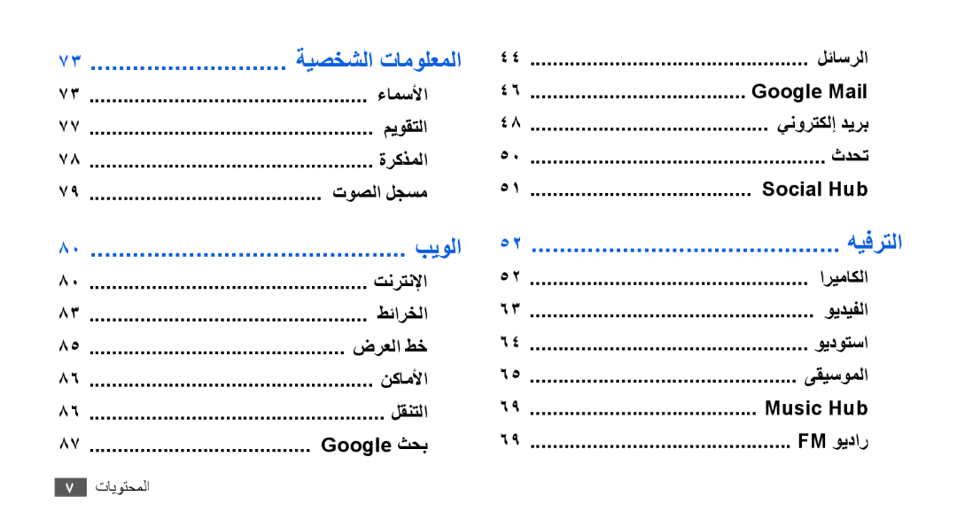 Samsung GT-I9001UWDAFR, GT-I9001HKAXSG, GT-I9001RWAKSA, GT-I9001RWDAFR, GT-I9001HKDSKZ, GT-I9001HKAJED manual بيولا, هيفرتلا 