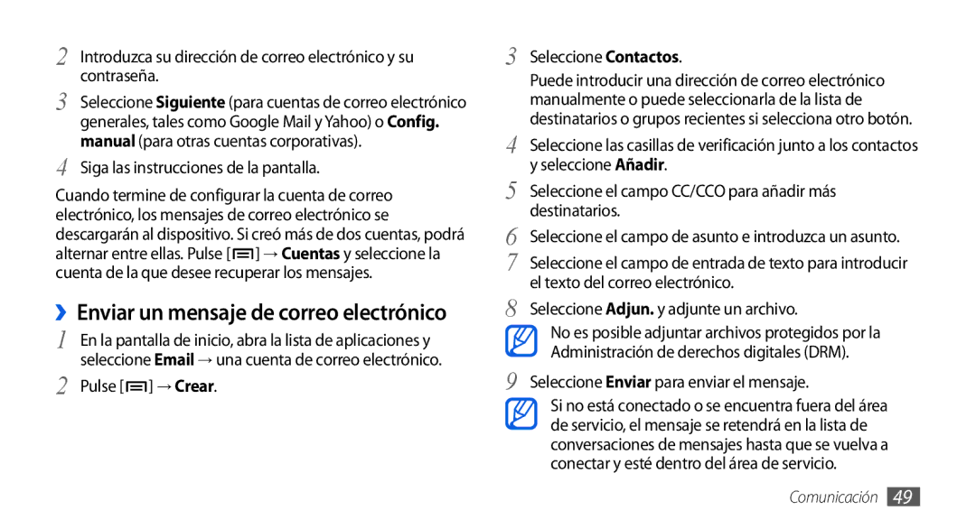 Samsung GT-I9001HKDAMN, GT-I9001HKDDBT, GT-I9001HKDATL, GT-I9001RWDAMN Siga las instrucciones de la pantalla, Pulse → Crear 