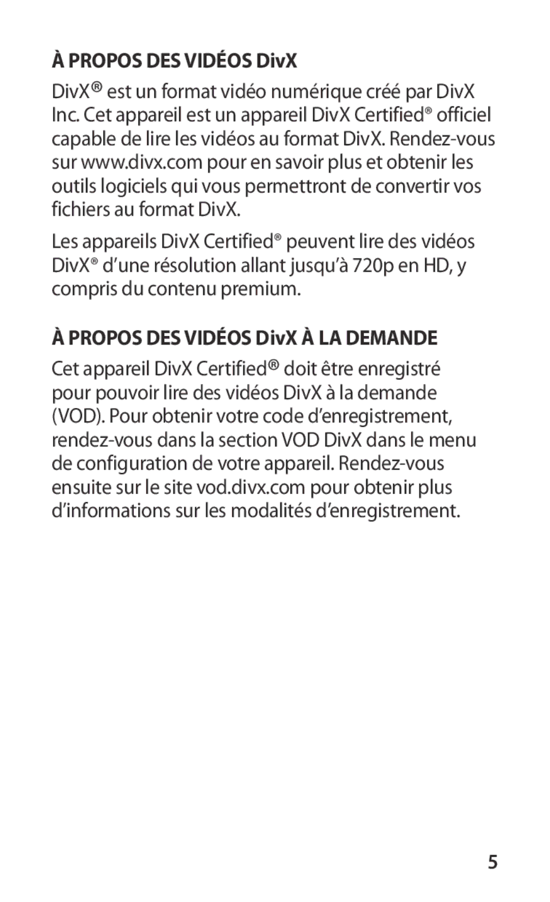 Samsung GT-I9001HKDMTL, GT-I9001HKDGBL manual Propos DES Vidéos DivX À LA Demande 