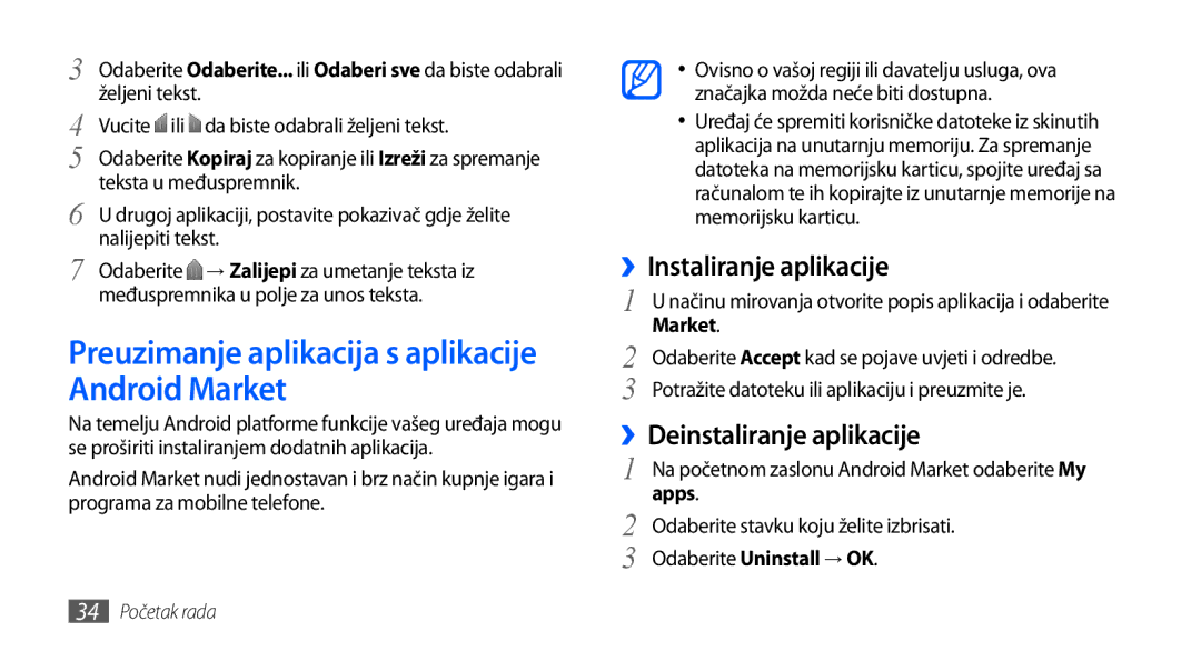 Samsung GT-I9001HKDSMO, GT-I9001HKDMKO manual Preuzimanje aplikacija s aplikacije Android Market, ››Instaliranje aplikacije 