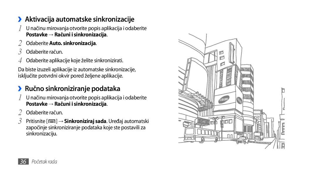 Samsung GT2I9001HKDVIP, GT-I9001HKDMKO manual ››Aktivacija automatske sinkronizacije, ››Ručno sinkroniziranje podataka 