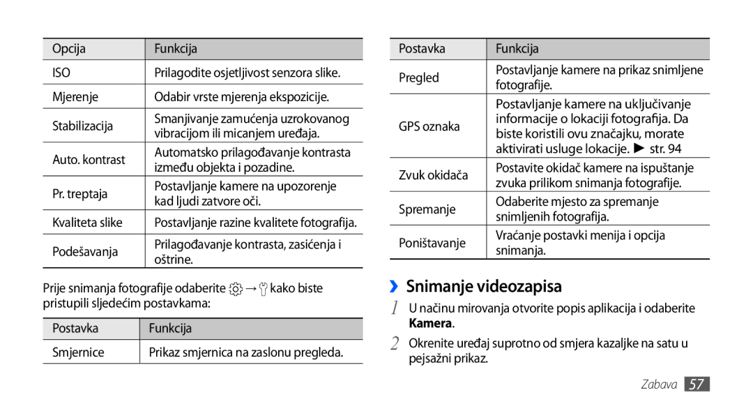 Samsung GT-I9001HKDCRO, GT-I9001HKDMKO, GT-I9001HKDSMO, GT2I9001HKDVIP, GT-I9001HKDTRA, GT-I9001HKDTWO ››Snimanje videozapisa 