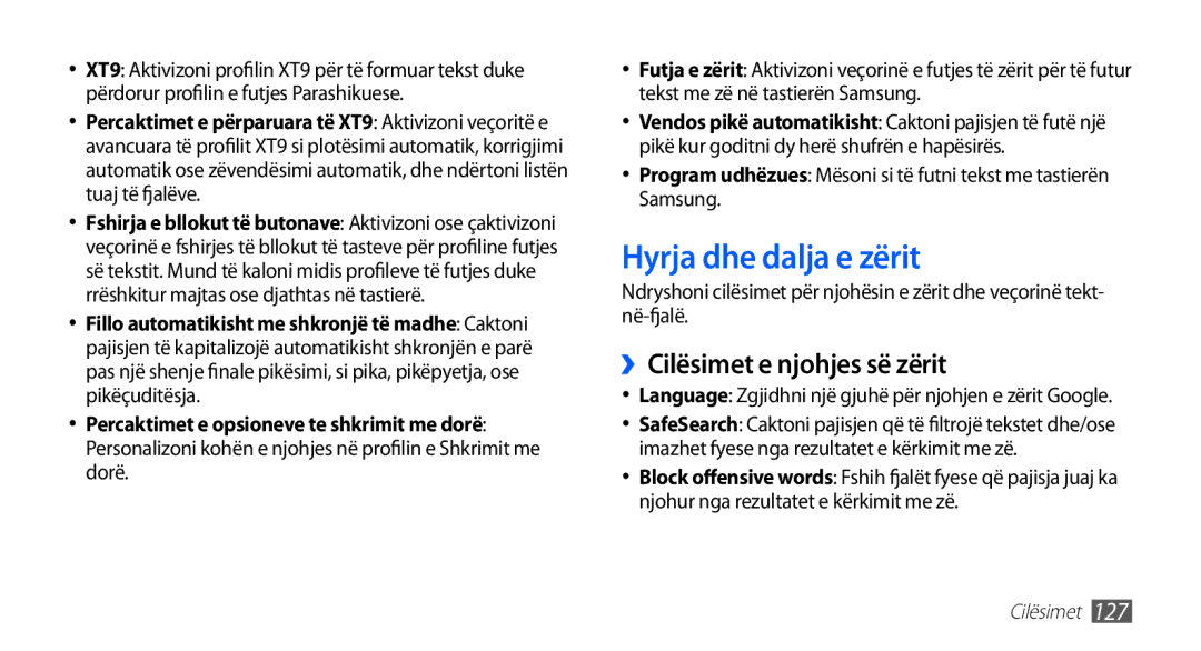 Samsung GT2I9001HKDALB, GT-I9001HKDMKO, GT-I9001RWDMSR manual Hyrja dhe dalja e zërit, ››Cilësimet e njohjes së zërit 