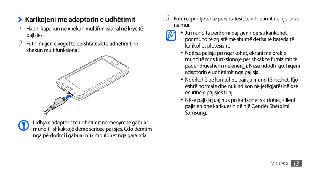 Samsung GT-I9001RWDMSR, GT-I9001HKDMKO, GT2I9001HKDSMO, GT-I9001HKDSMO, GT-I9001HKDTSR ››Karikojeni me adaptorin e udhëtimit 