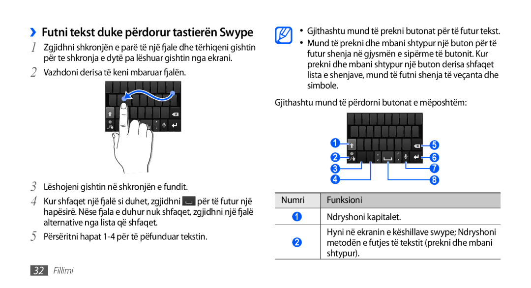 Samsung GT2I9001HKDMSR, GT-I9001HKDMKO, GT-I9001RWDMSR, GT2I9001HKDSMO manual ››Futni tekst duke përdorur tastierën Swype 