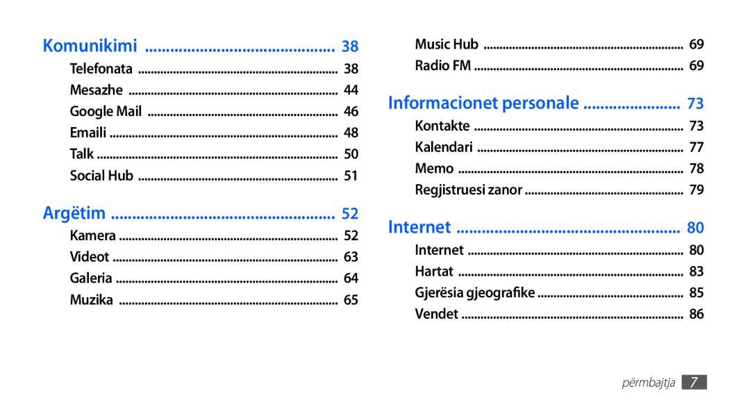 Samsung GT2I9001HKDALB, GT-I9001HKDMKO, GT-I9001RWDMSR, GT2I9001HKDSMO, GT-I9001HKDSMO, GT-I9001HKDTSR manual Komunikimi 