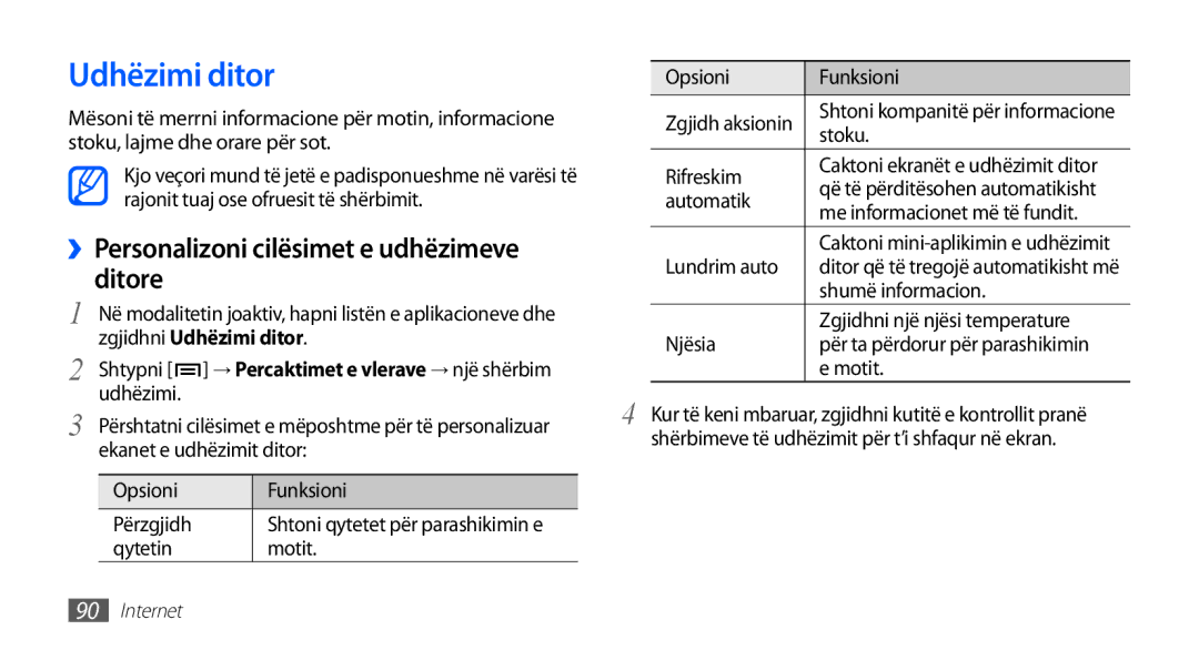 Samsung GT-I9001HKDMSR, GT-I9001HKDMKO manual Ditore, ››Personalizoni cilësimet e udhëzimeve, Zgjidhni Udhëzimi ditor 