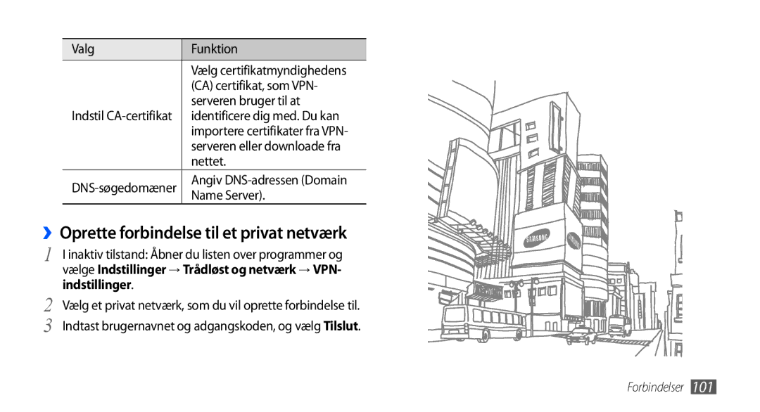 Samsung GT-I9001RWDNEE manual ››Oprette forbindelse til et privat netværk, CA certifikat, som VPN, Serveren bruger til at 