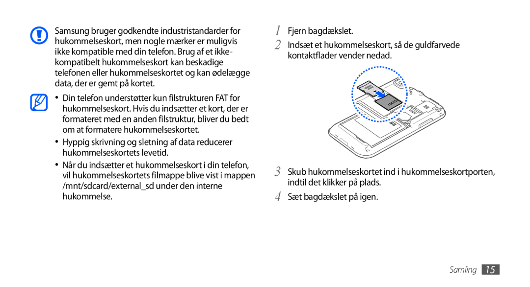 Samsung GT-I9001HKDNEE, GT-I9001UWDNEE, GT-I9001RWDNEE manual Fjern bagdækslet 