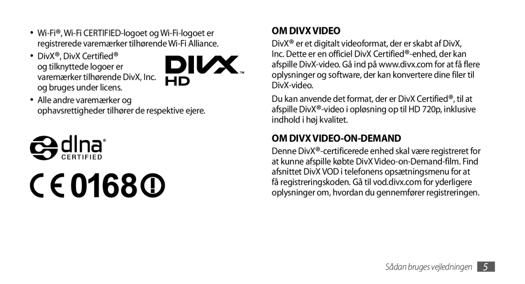 Samsung GT-I9001RWDNEE, GT-I9001HKDNEE, GT-I9001UWDNEE manual OM Divx VIDEO-ON-DEMAND 