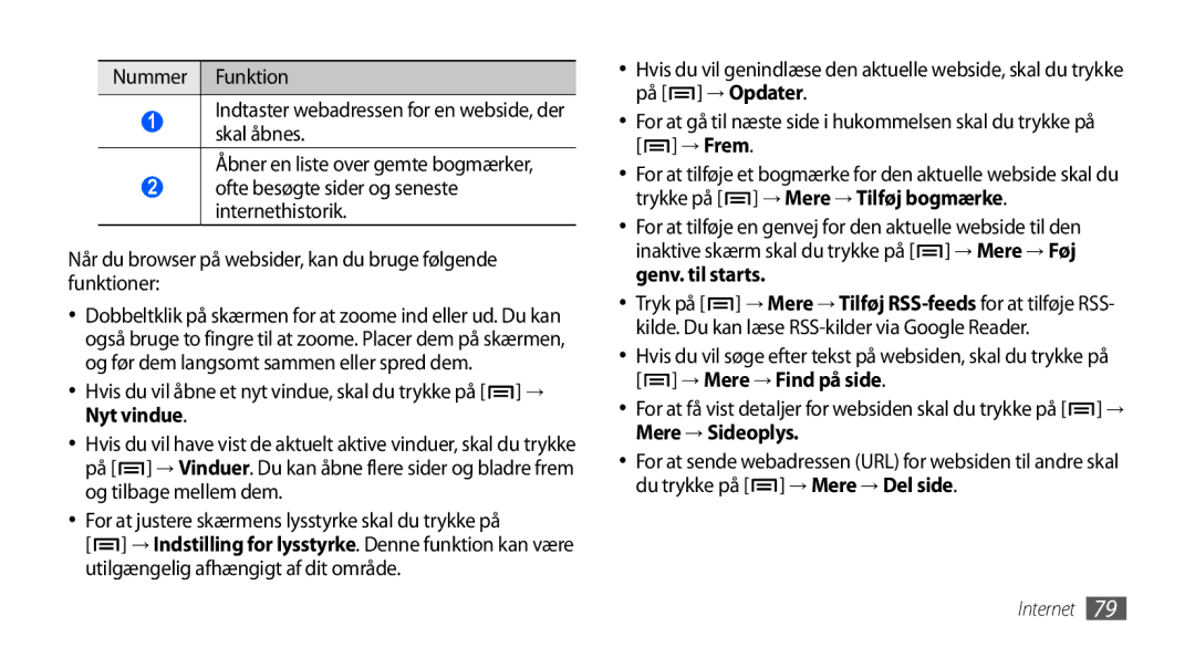 Samsung GT-I9001UWDNEE, GT-I9001HKDNEE, GT-I9001RWDNEE manual Internet 