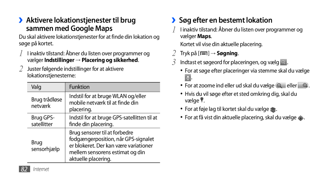 Samsung GT-I9001UWDNEE, GT-I9001HKDNEE, GT-I9001RWDNEE manual ››Søg efter en bestemt lokation 