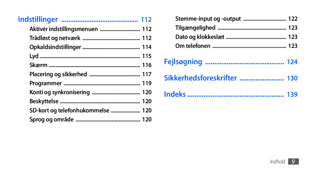 Samsung GT-I9001HKDNEE, GT-I9001UWDNEE, GT-I9001RWDNEE manual Fejlsøgning 