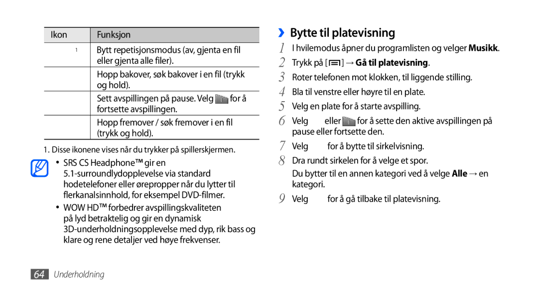 Samsung GT-I9001UWDNEE, GT-I9001HKDNEE, GT-I9001RWDNEE manual ››Bytte til platevisning, Trykk på → Gå til platevisning 