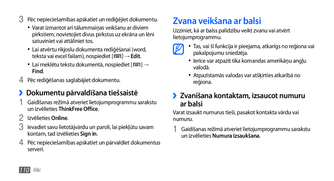 Samsung GT-I9001HKDSEB manual Zvana veikšana ar balsi, ››Zvanīšana kontaktam, izsaucot numuru ar balsi, Find 