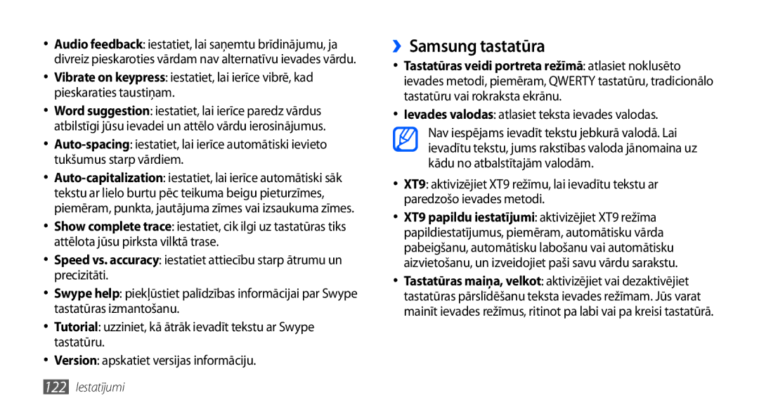 Samsung GT-I9001HKDSEB manual ››Samsung tastatūra, Ievades valodas atlasiet teksta ievades valodas 