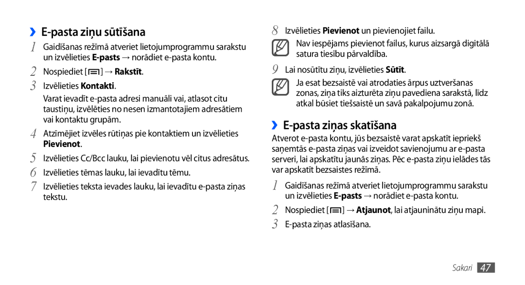 Samsung GT-I9001HKDSEB manual ››E-pasta ziņas skatīšana, → Rakstīt, Vai kontaktu grupām 