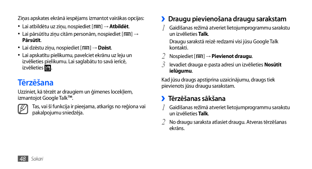 Samsung GT-I9001HKDSEB manual ››Tērzēšanas sākšana, ››Draugu pievienošana draugu sarakstam, Ielūgumu 