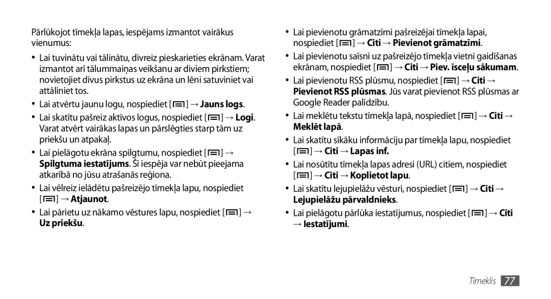 Samsung GT-I9001HKDSEB manual Tīmeklis 