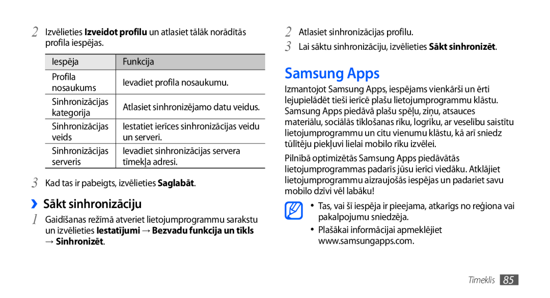 Samsung GT-I9001HKDSEB Samsung Apps, ››Sākt sinhronizāciju, Kategorija, Veids Un serveri, Atlasiet sinhronizācijas profilu 